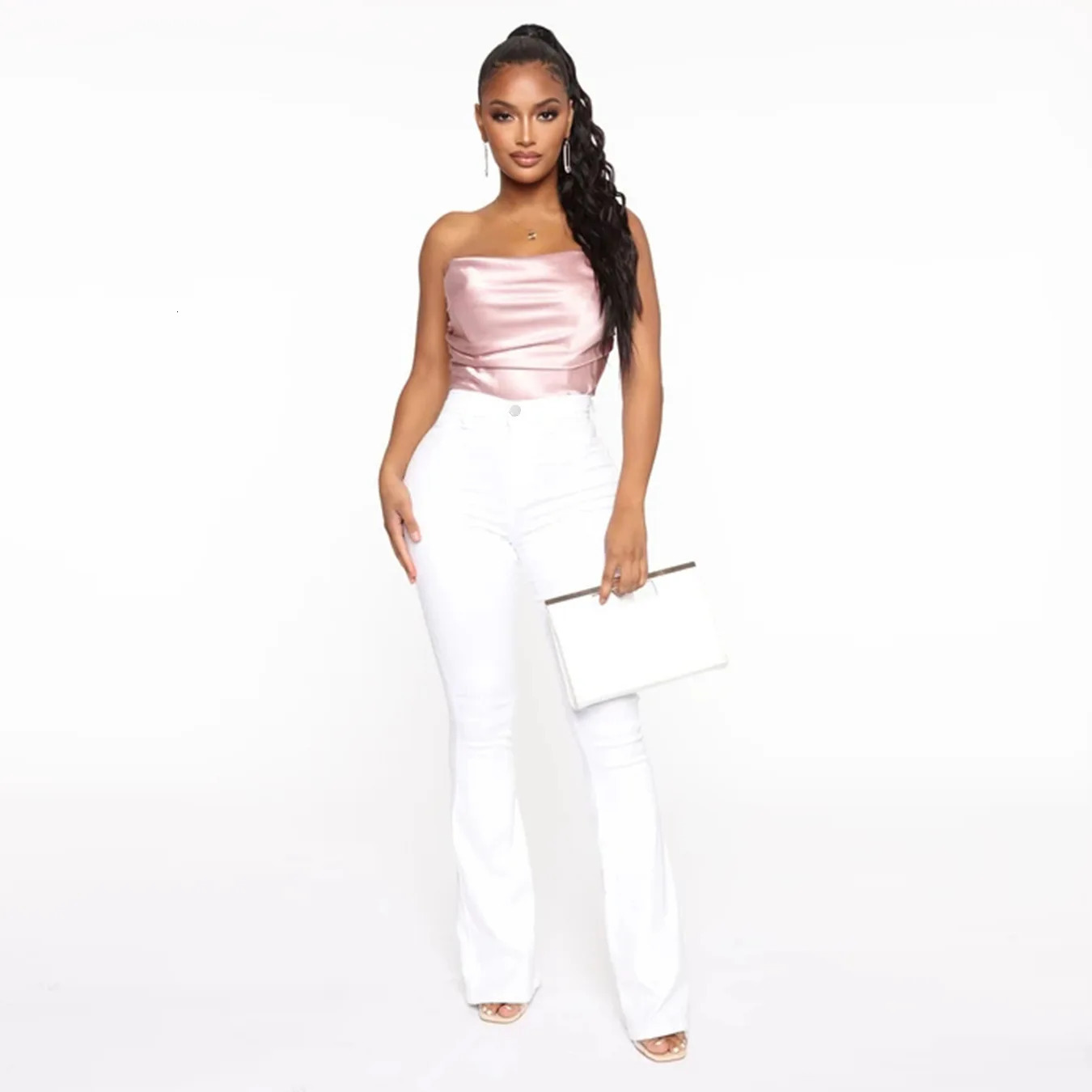 Washed Slim Fit Micro Flared Jeans Womens Independent Station Denim Long Trousers Fashion and Casual High Waist 250403