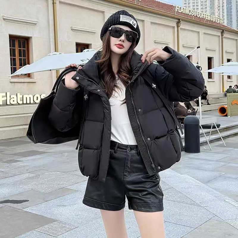 Schinteon Women Belted Down Jacket with Hood Autumn Winter Warm Thick Outwear White Duck Down Casual Coat 2025 NewT251105