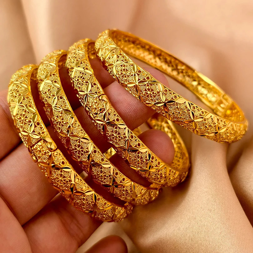 Dubai Kurdish Turkish Gold Plated Bangles for Women Middle East Wedding Accessory Bridal Bracelets Jewelry 251031