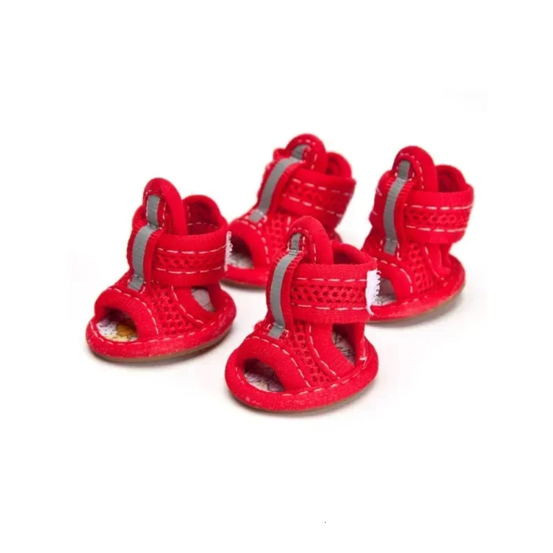 4pc/set Summer Non-slip Breathable Dog Shoes Sandals for Small Dogs Pet Dog Socks Sneakers for Dogs Puppy Blue Cat Shoes Boots 250402