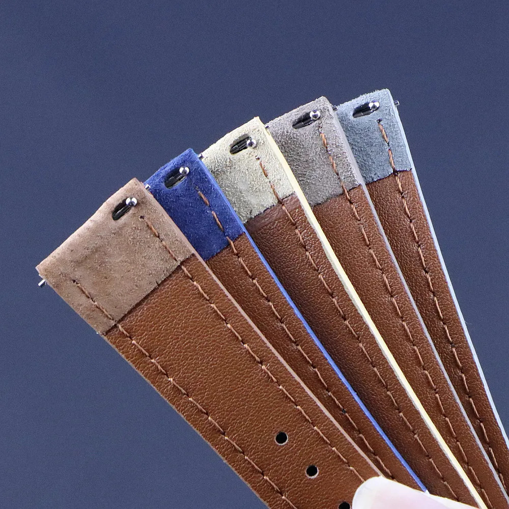 Genuine Suede Leather Watch Strap Vintage Brown Watch Band 18mm 20mm 22mm With Quick Release WatchBand Wristband Accessories 251104