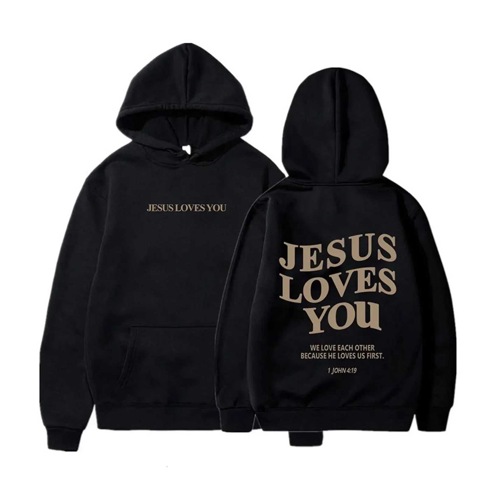 Jesus Loves You Print Pullover Hoodies Womens Hoodie Autumn Winter Men Streetwear Sweatshirt Unisex Hooded Tops Hooded ClothesT251105