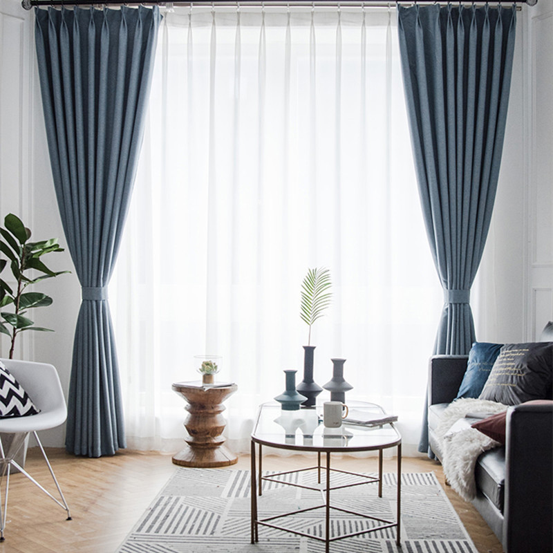 A502 thickened full light-proof fine linen coating composite process heat insulation and sound insulation fine cotton and linen curtain finished produ