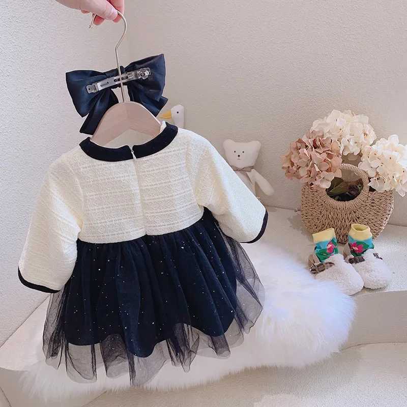 New Girls Dress Princess Fashion New Lovely Clothes Long Sleeves Patchwork Vintage Party Vestidos for 2-8T Toddler Y251105