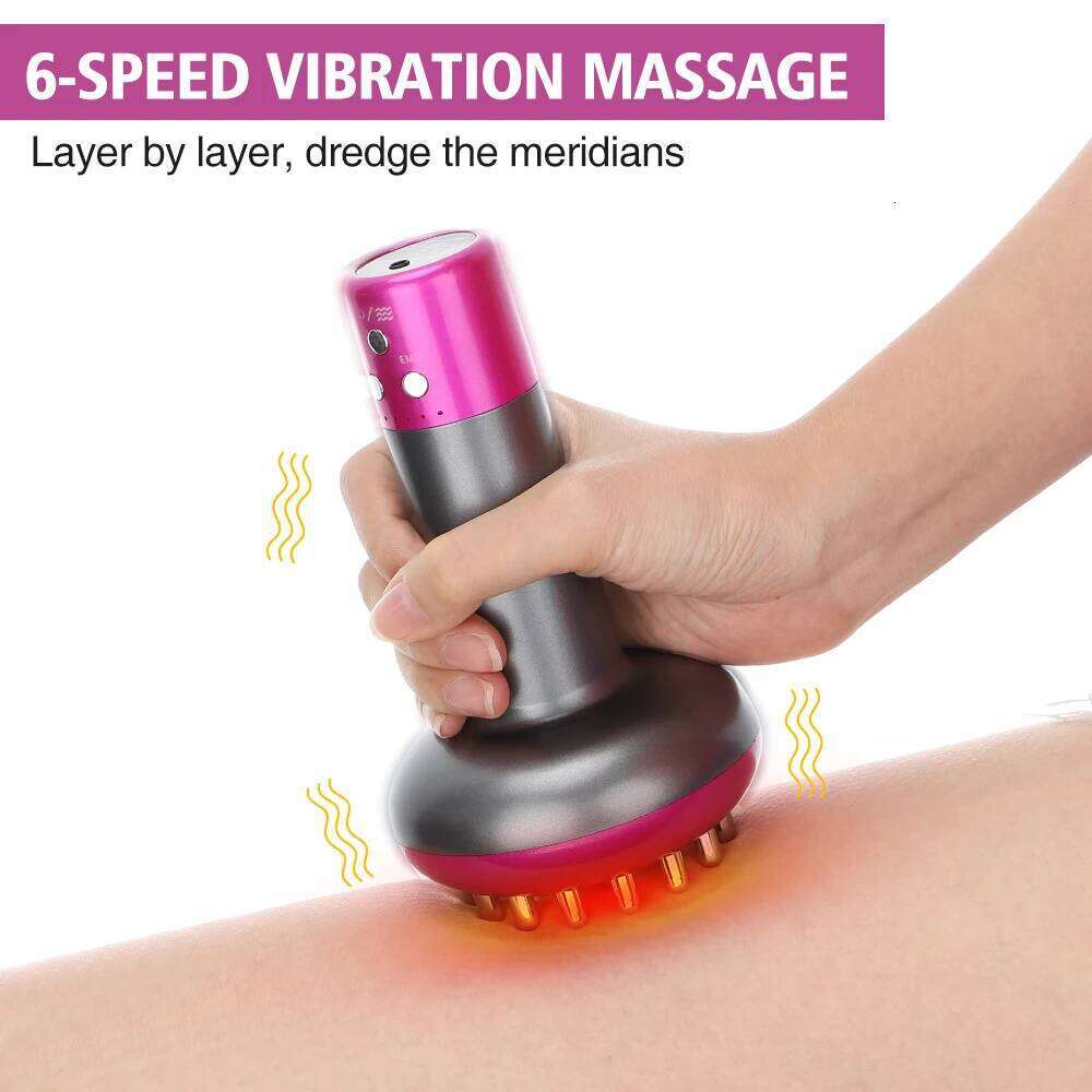 Electric Meridian Brush Scrapping Microcurrent Vibration Red Light Hot Compress Body Slimming Cellulite Massager Health Care