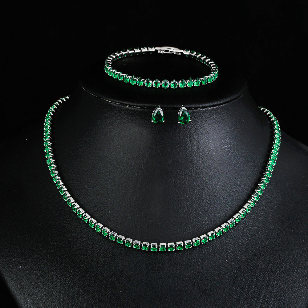 4mm18inch 4 Prong Blue Moissanite Hiphop Tennis Chain Necklace