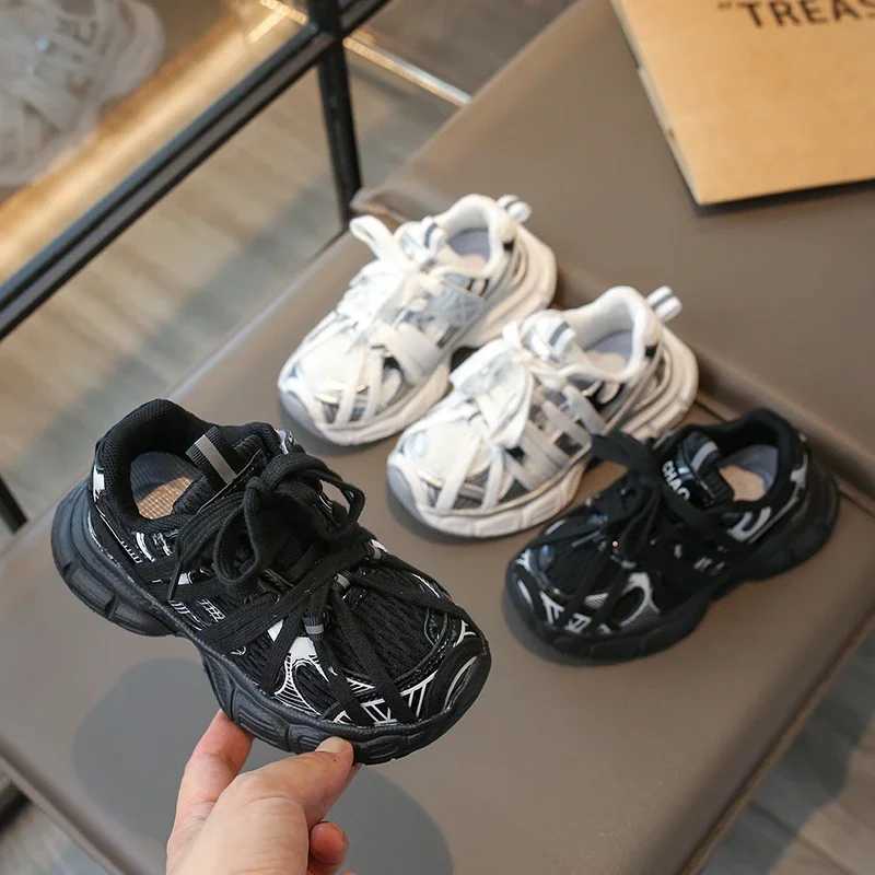 Kids Shoes for Boy School Black Beige Versatile Sports Shoes for Girls Fashion Causal Patchwork Children Mesh Chunky SneakersT251105