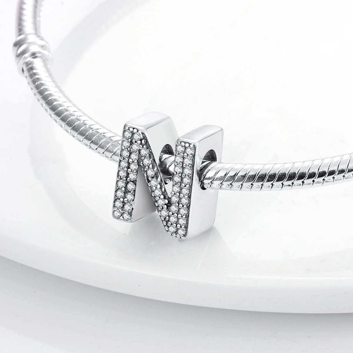 Fit original bracelet DIY AZ letter charm beads 925 sterling silver CZ zircon love pendant jewelry gift 250325