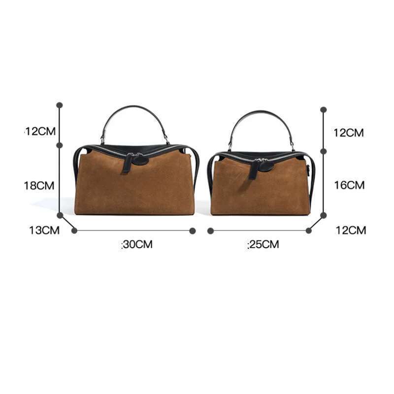 New 2025 Autumn Winter All-Match Pillow Tote Hit Color Suede + Cow Leather Women Shoulder Messenger Bag Daily-Use Handbag Coffee