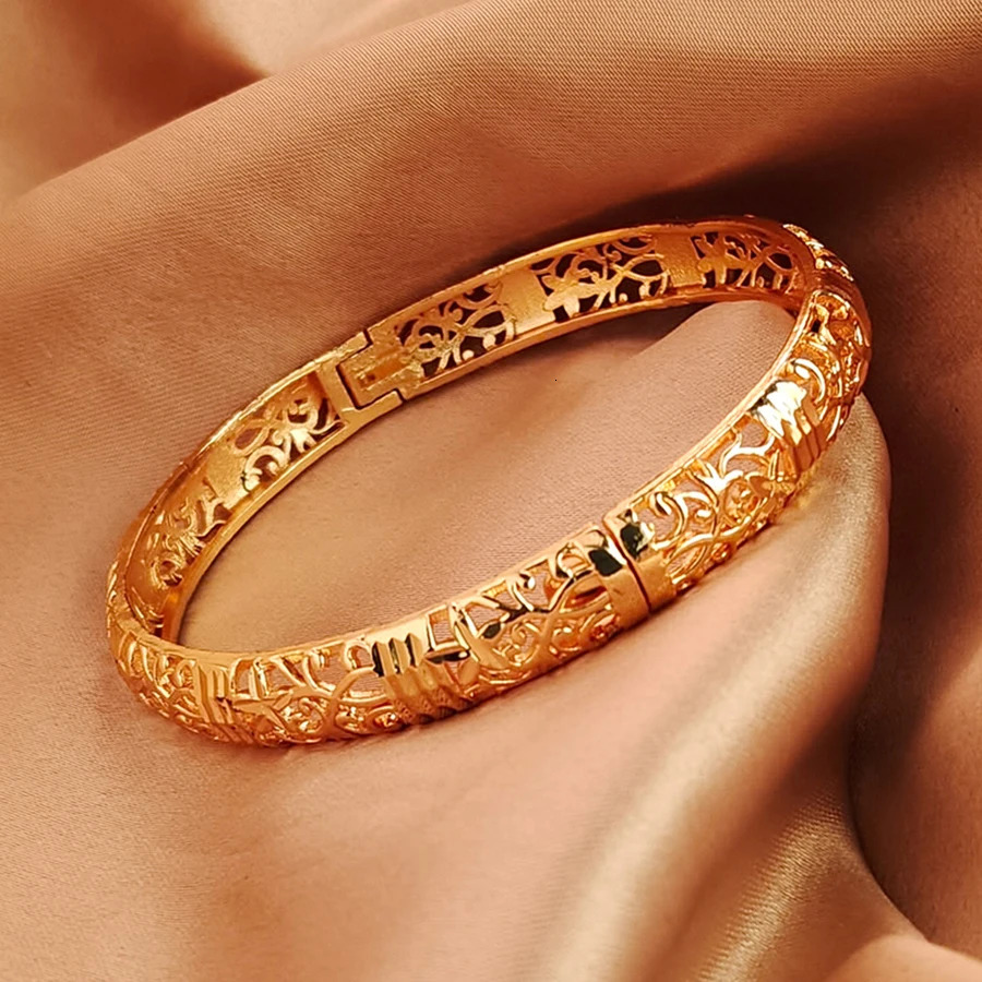 24K Gold Color bangles for women Ethiopian Middle East Wedding Jewelry Dubai bracelets Wedding Jewelry 251031