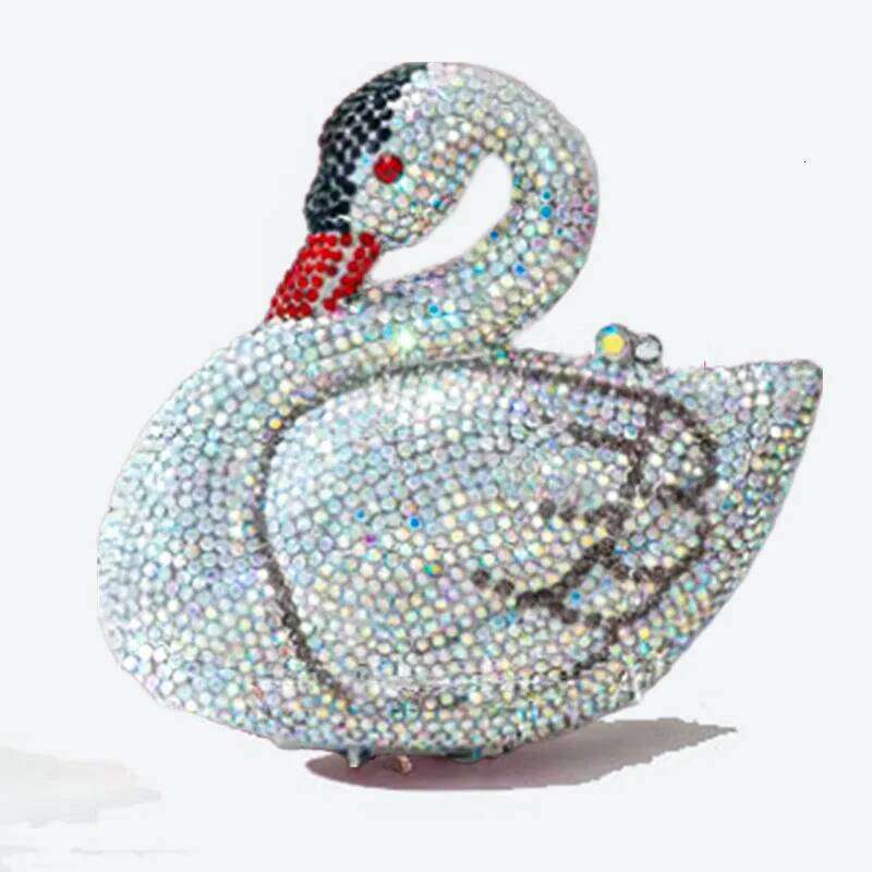 Designer Bags Lady Full Crystals Evening Clutch Women Animal Swan Rhinestones Day Clutches Metallic Handbags Party Wedding Gems Purses Hot Selling