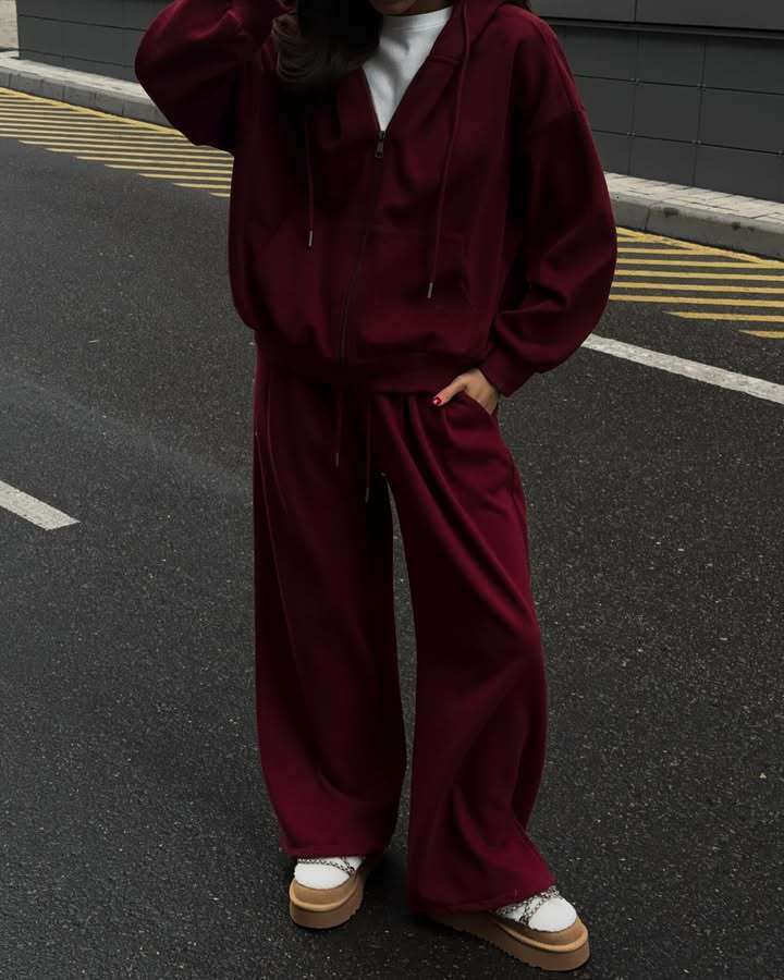 European American Fashion Casual Sleeve Hooded Sports Cardigan And Long Pants Two-Piece Set Women's Autumn Winter Cotton Sweatshirt B5