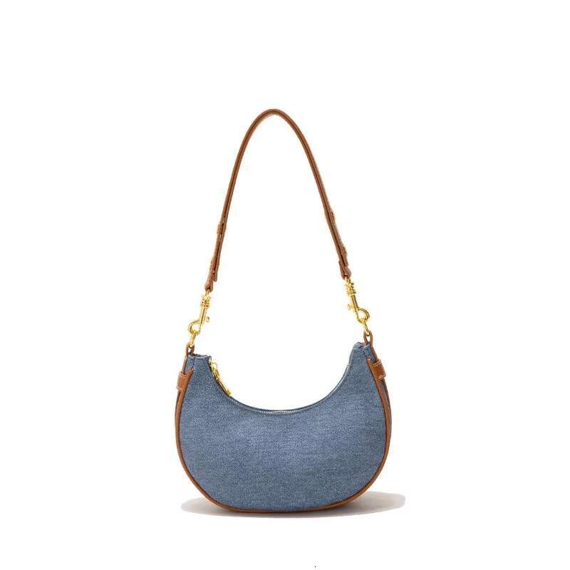 Fashion Ral Print Denim Half Moon Hobo Bag 2024 Summer Trend Design Shoulder Bags For Women Female Commuter Handbag Purse