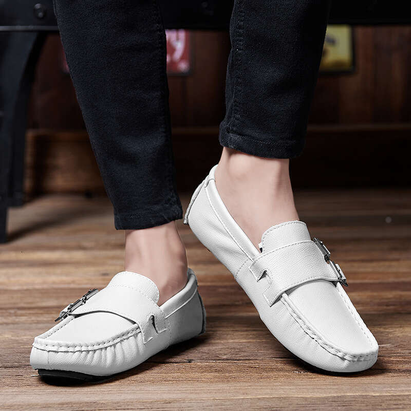 Big size Doudou for spring and autumn new style men's leather shoes, sizes 38-47, slip on casual driving shoes