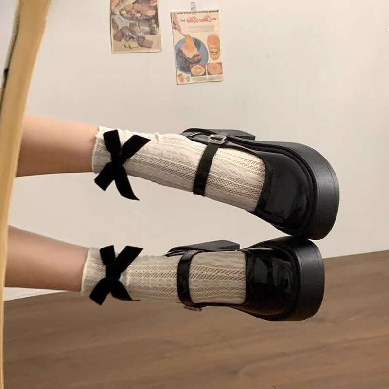 Sweet and Cool High Heel Small Leather Spring New Collection Thick soled Height Increasing French Mary Jane Poe Custom Shoes