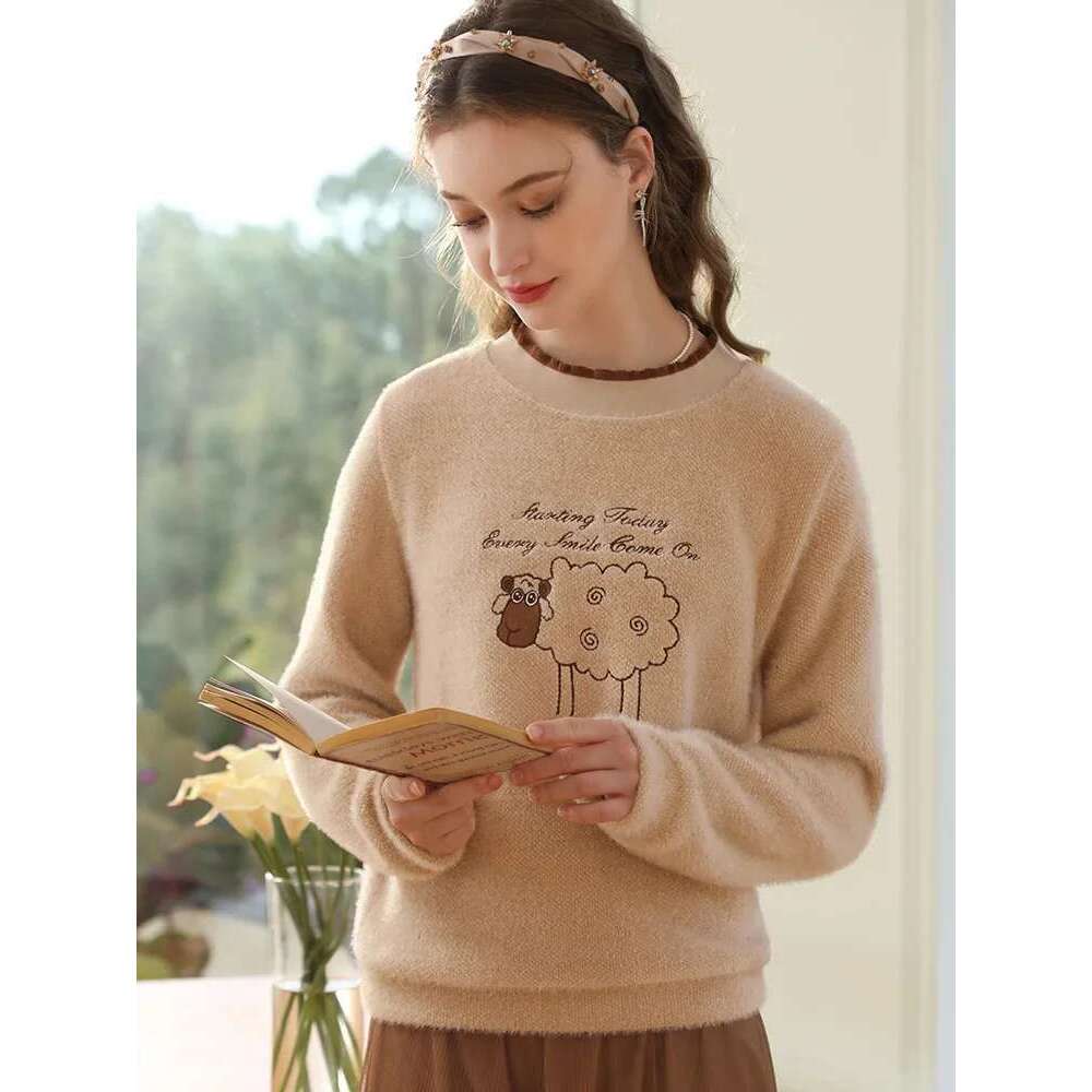 Winter New Sweaters For Women Maillard Lazy Snow Veet Embroidery Loose Female Pullovers Hoodies