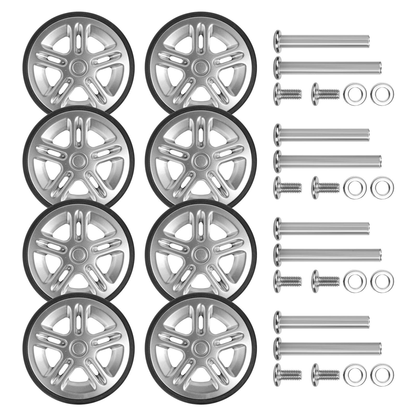 8Pcs Silver Luggage Wheel Replacement with Screw Travel Luggage Wheels Replacement Suitcase Parts 50mm Axles Caster Wheel Repair 251031