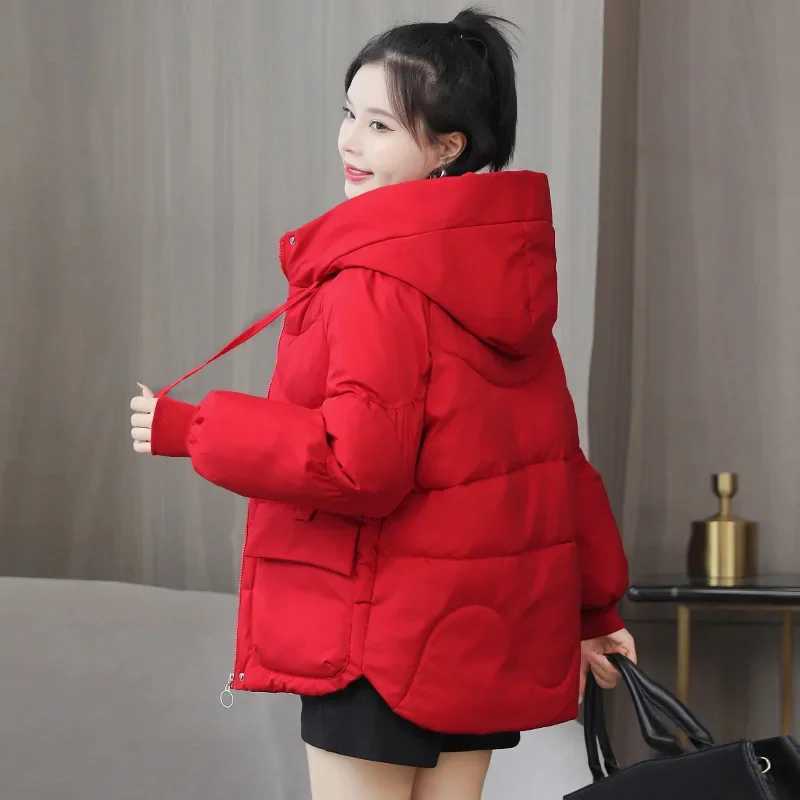 Women Winter Cotton Jacket Korean Loose Hooded Cotton Coat 2025 Winter New Warm Thickened Parkas Coat Women Plus Size Basic CoatT251105