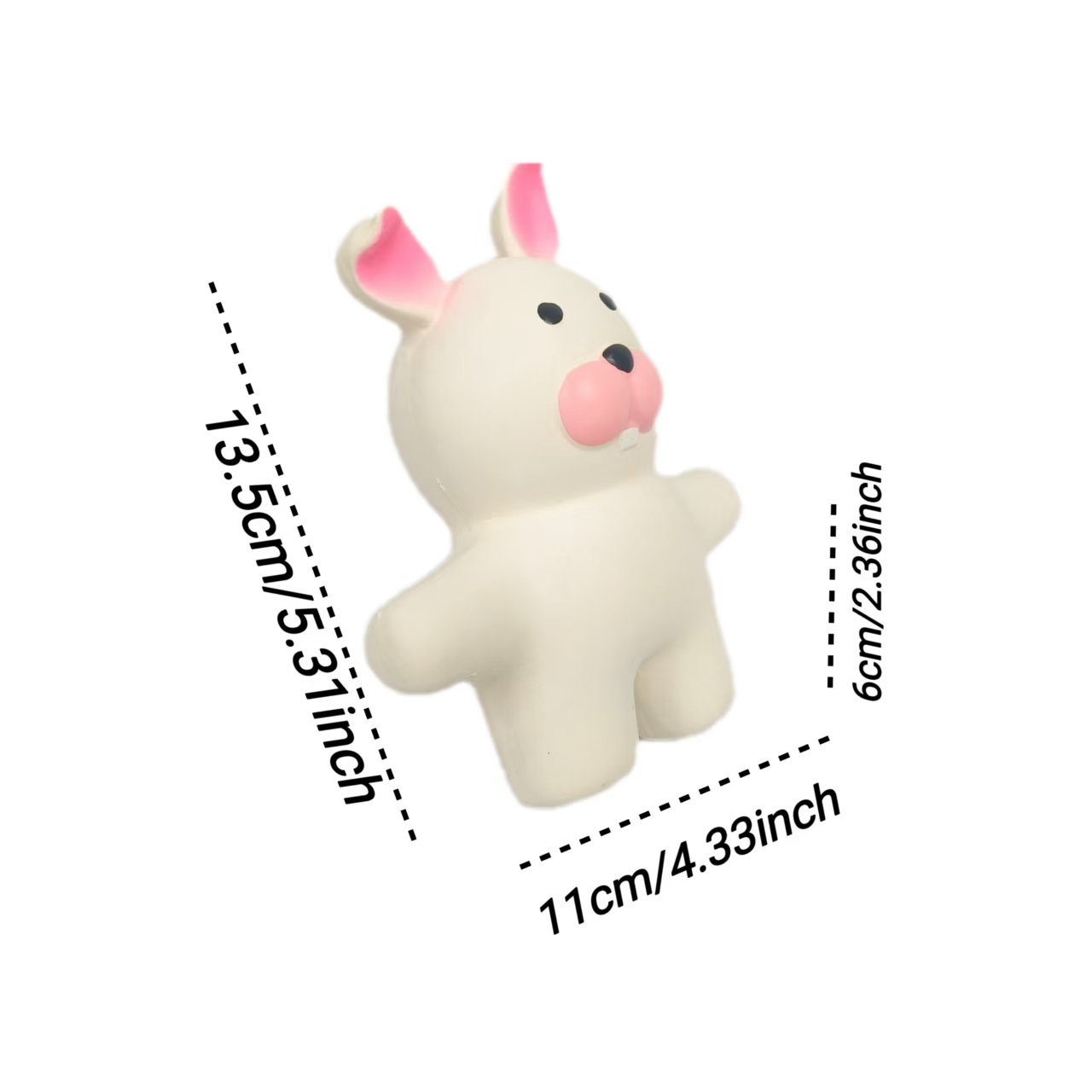 Rubber Squeaky Chewy Dog Toy Soft Natural Latex Interactive 13.5cm White Rabbit & Cow Dog Toys with Bright Colors for Small & Medium Dogs 4pcs/Pack