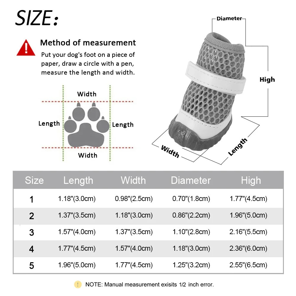 4pcs Summer Dog Shoes Anti-slip Pet Puppy Boots for Small Dogs Breathable Cat Chihuahua Shoes Socks for Small Dogs Yorkshire 250402