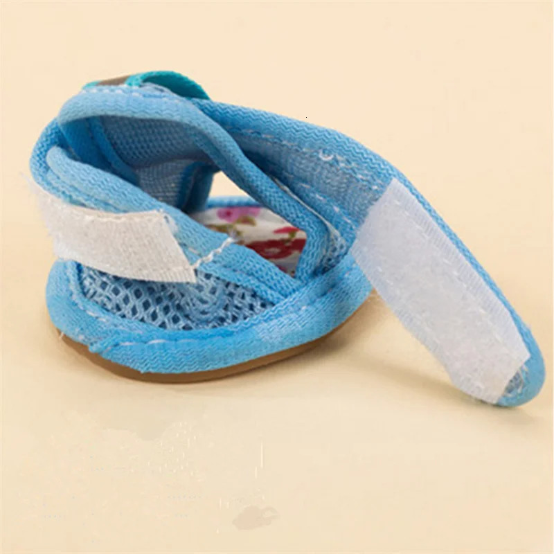 Summer Cat Dog Shoes 4Pcs Set Mesh Pet Sandals for Small Dogs Cats Anti Slip Durable Puppy Shoes Pet Outdoor Walking Supplies 250402