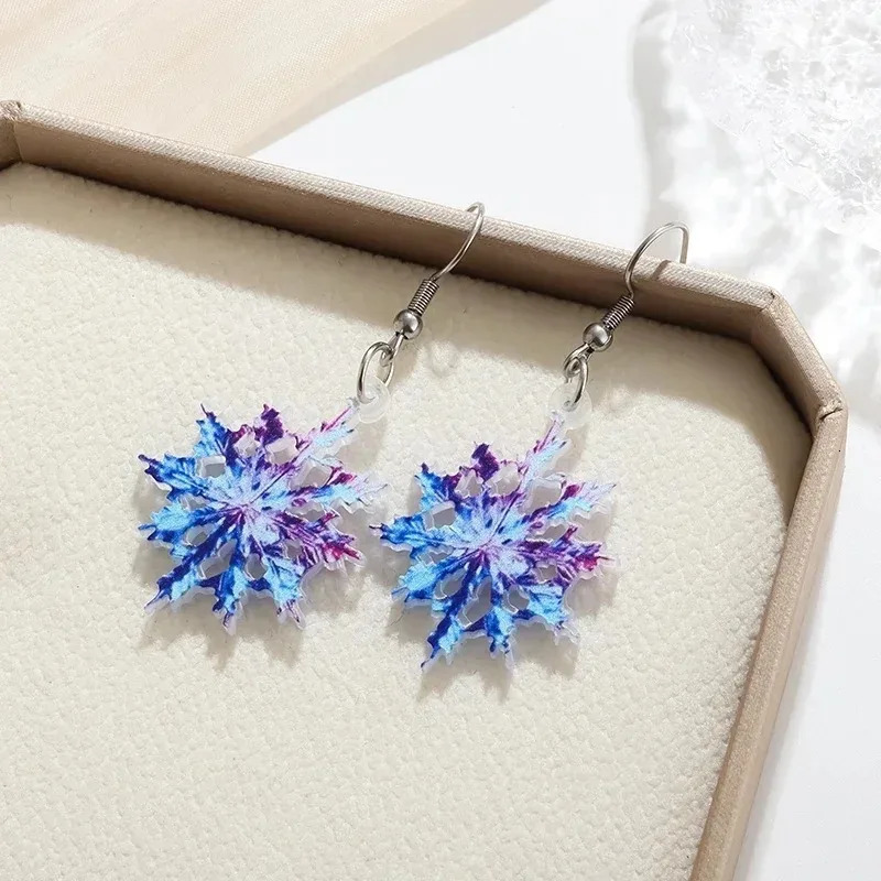 Colorful Shining Snowflake Acrylic Stainless Steel Hypoallergenic Earrings for Women Earrings Christmas Year Jewelry Gifts 251131