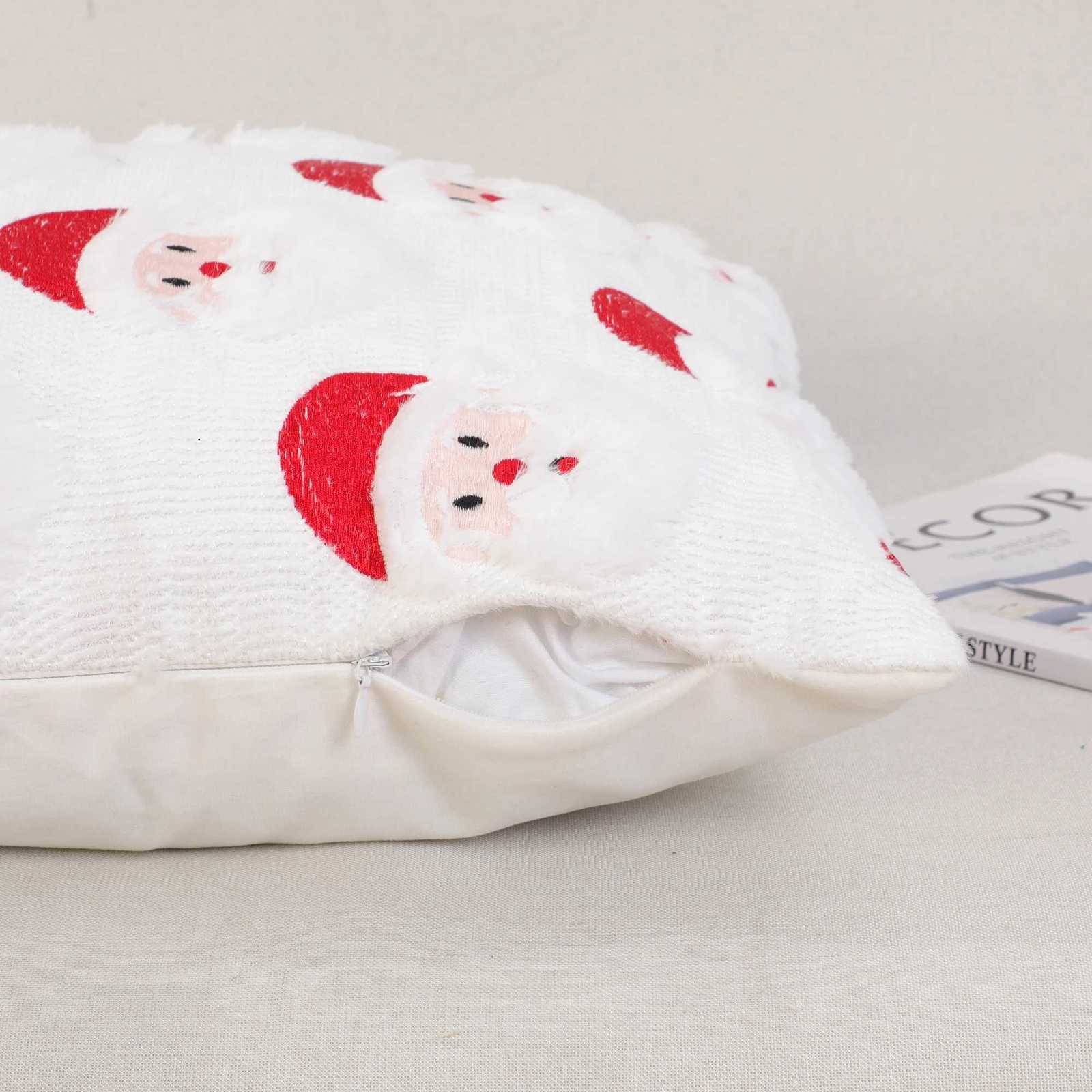 Christmas Plush Decorative Cushion Cover Soft Home Decor Xmas Living Room Sofa Throw Pillow Cover Embroidered Pillowcase 45x45 Y251105