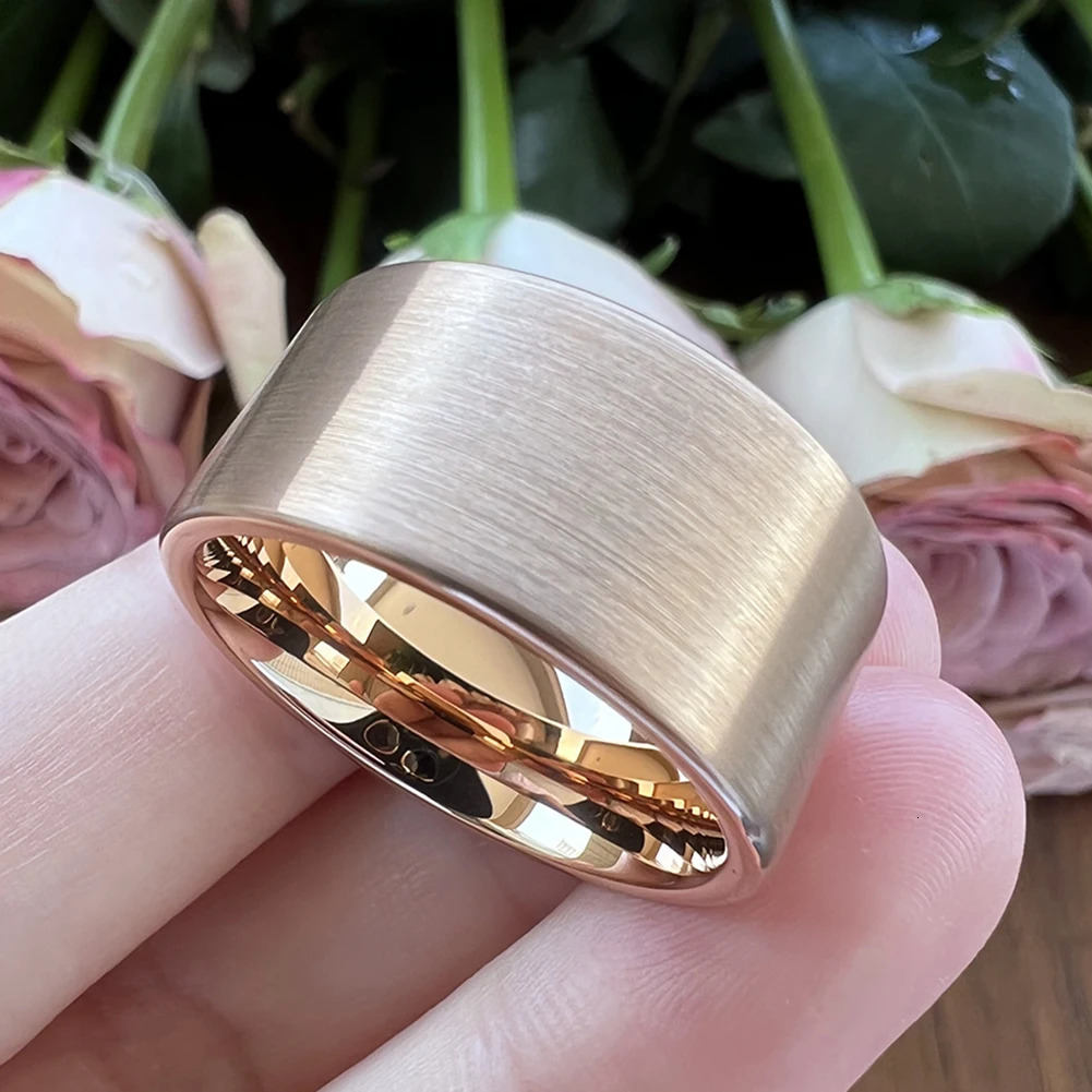 12mm Large Jewelry Mens Womens Large Black Classic Tungsten Carbide Ring Wedding Band Pipe Cut Brushed Finish Comfort Fit 251031