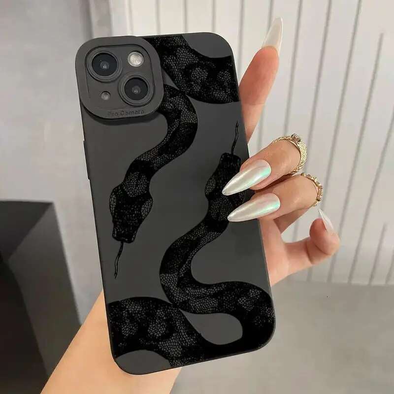 Cute Doodle Funny Snake Phone Case for iPhone 16 13 12 11 Pro Max 8 7 14 15 Plus 16E SE2 XS XR X Matte Soft Cover