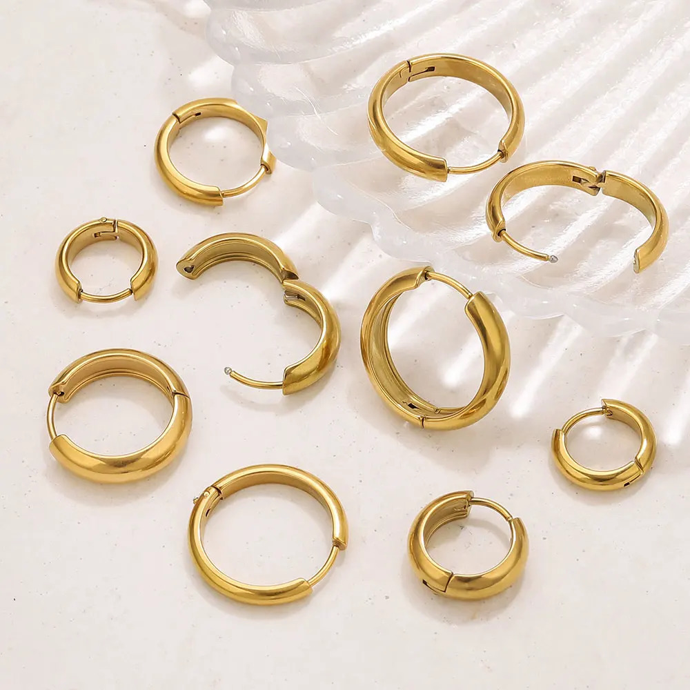 6pcs Stainless Steel Hoop Earrings Piercing Ear Cartilage Women Men Punk Hiphop Gift Round Circle Pendientes Jewelry Accessory 251131