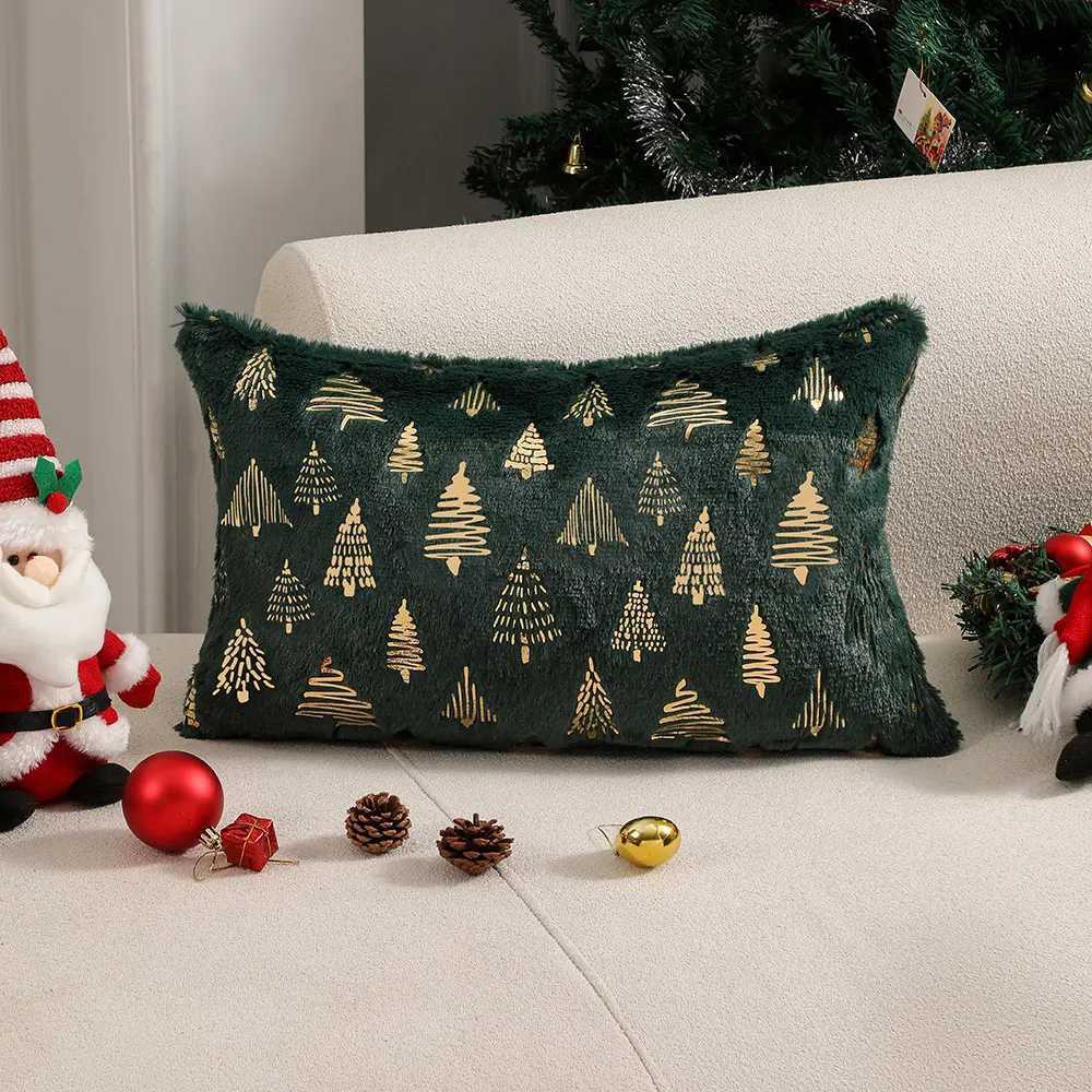 Christmas Foil Print Decorative Cushion Cover Plush Soft Pillowcases for Living Room Sofa and Bedroom 30x50 Throw Pillow Cover Y251105