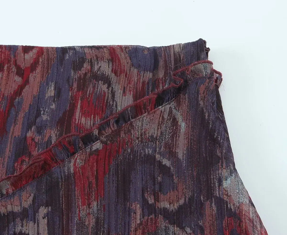 RARA 2025 Womens Mini Skirt with Wrap n and Ruffled Hem All over Pattern Ideal for Casual and Summer Outings 250402