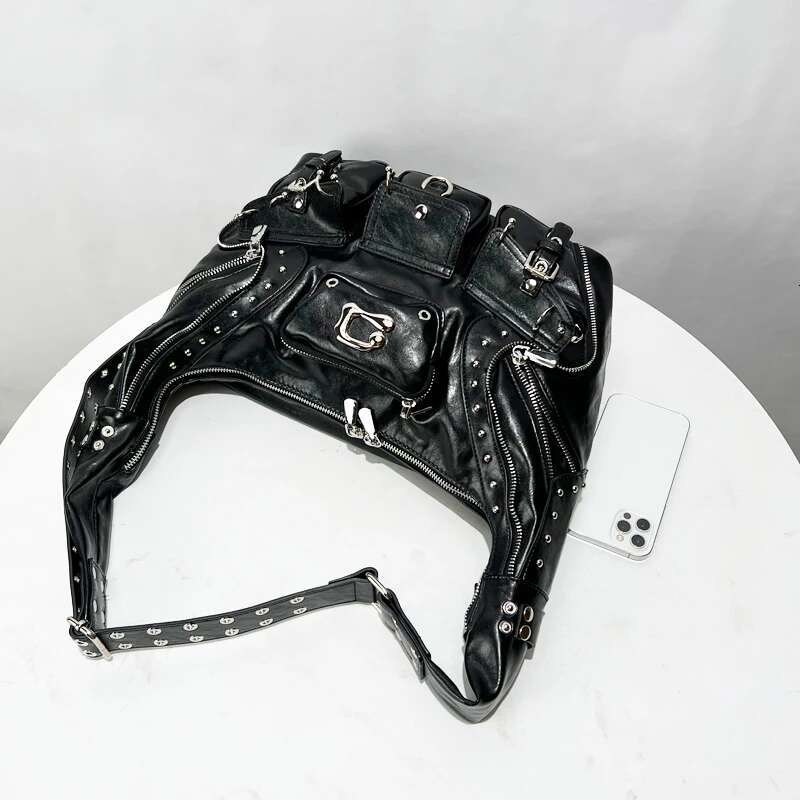Moto & Bike Rivet Multiple Pockets Bags For Women Designer Handbags And Purses 2025 New In Vintage PU Underarm Shoulder