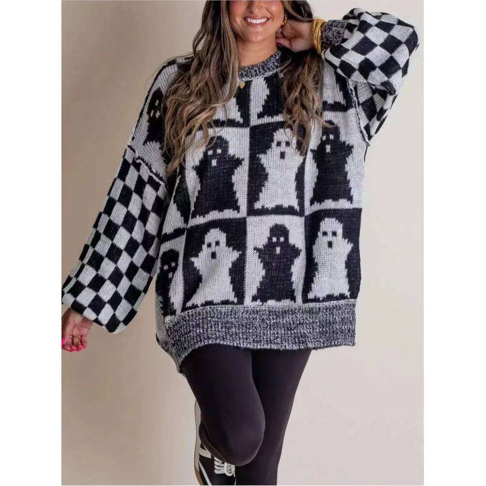 2025 Autumn Winter Halloween Knitted Women O-Neck Long Sleeve Springr Loose Female Casual Pullovers Sweaters Women Sweater Designer Sweater Women