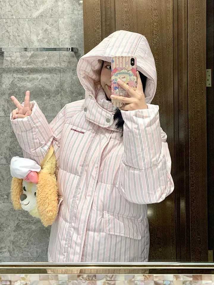 2025 Winter New Hooded Jacket Korean Loose Warm Thick Cotton Coat Women Printing Overcoat Quilted Coat Women Long Parkas OutwearT251105