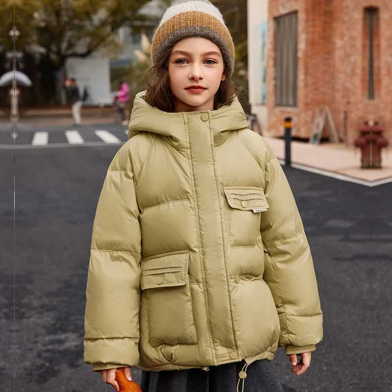 2025 Winter Down Jacket for Girl 90 White Duck Down Hooded Thick Warm Teenage Girl Outwear Coat 5-16 Years Kids ParkasT251105