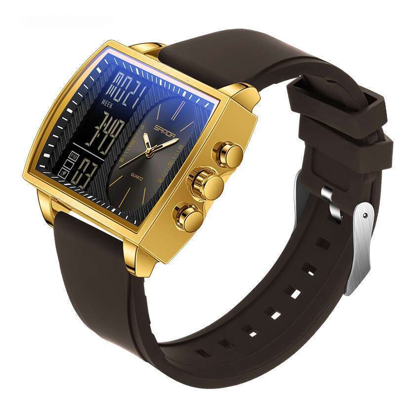 DHwatches Sanda Multifunctional Electronic for Men, Fashionable Dual Display Business Large Dial Men's Watch, Countdown Waterproof Watch