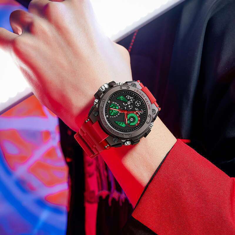 DHwatches Sanda TikTok for Teenagers, Multifunctional Fashion Trend Outdoor Luminous Alarm Clock Waterproof Electronic Men's Watch