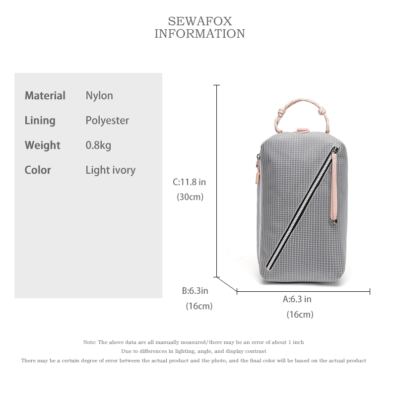 Sewafox Outdoor Sports Backpack Waterproof Casual Travel Backpack Women's Crossbody Bag Light Ivory