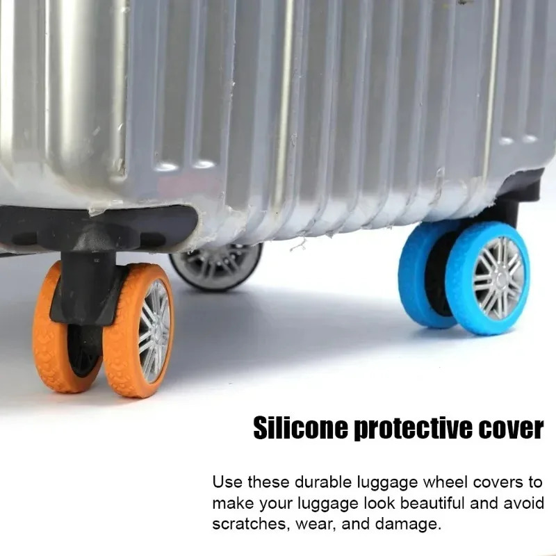 124Pcs Thicken Texture Silicone Wheels Protector For Luggage Reduce Noise Travel Luggage Wheels Cover Luggage Accessories 251031