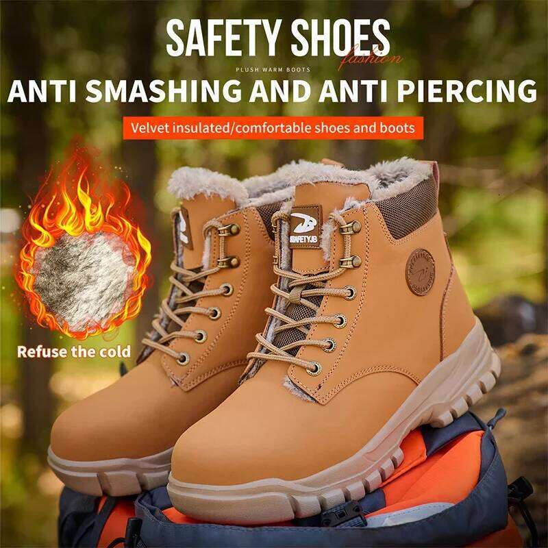 Latest 2024 Fashion Winter Warm Men Work Safety Boots Waterproof Indestructible Steel Toe Cap Shoes Sneakers Male Footwear