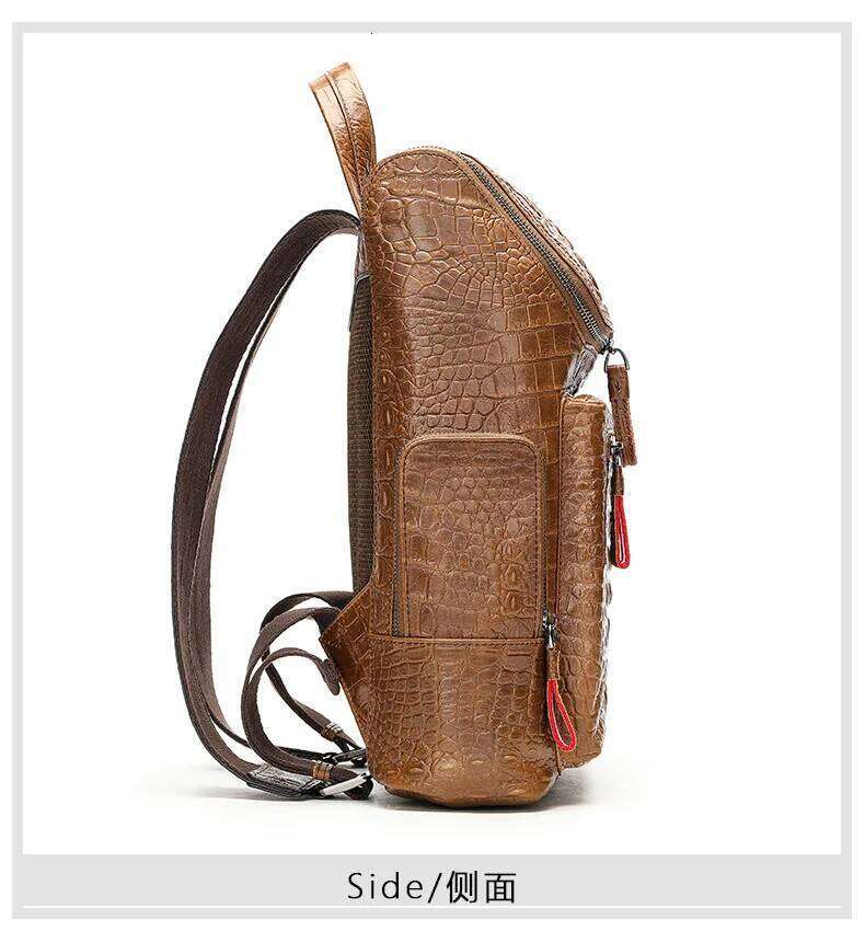 Print Men S Business Computer Backpack Cow Leather Crocodile Pattern Traveling Backpacks High Quality