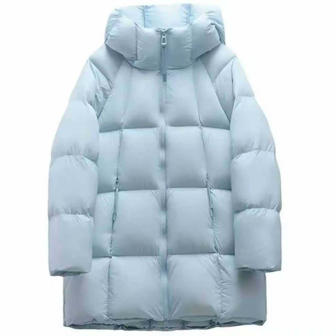 2025 Korean Puff Womens Down Cotton Jacket Loose Parkas Medium Long Cotton Padded Outerwear Hooded Ladies Winter ParkasT251105