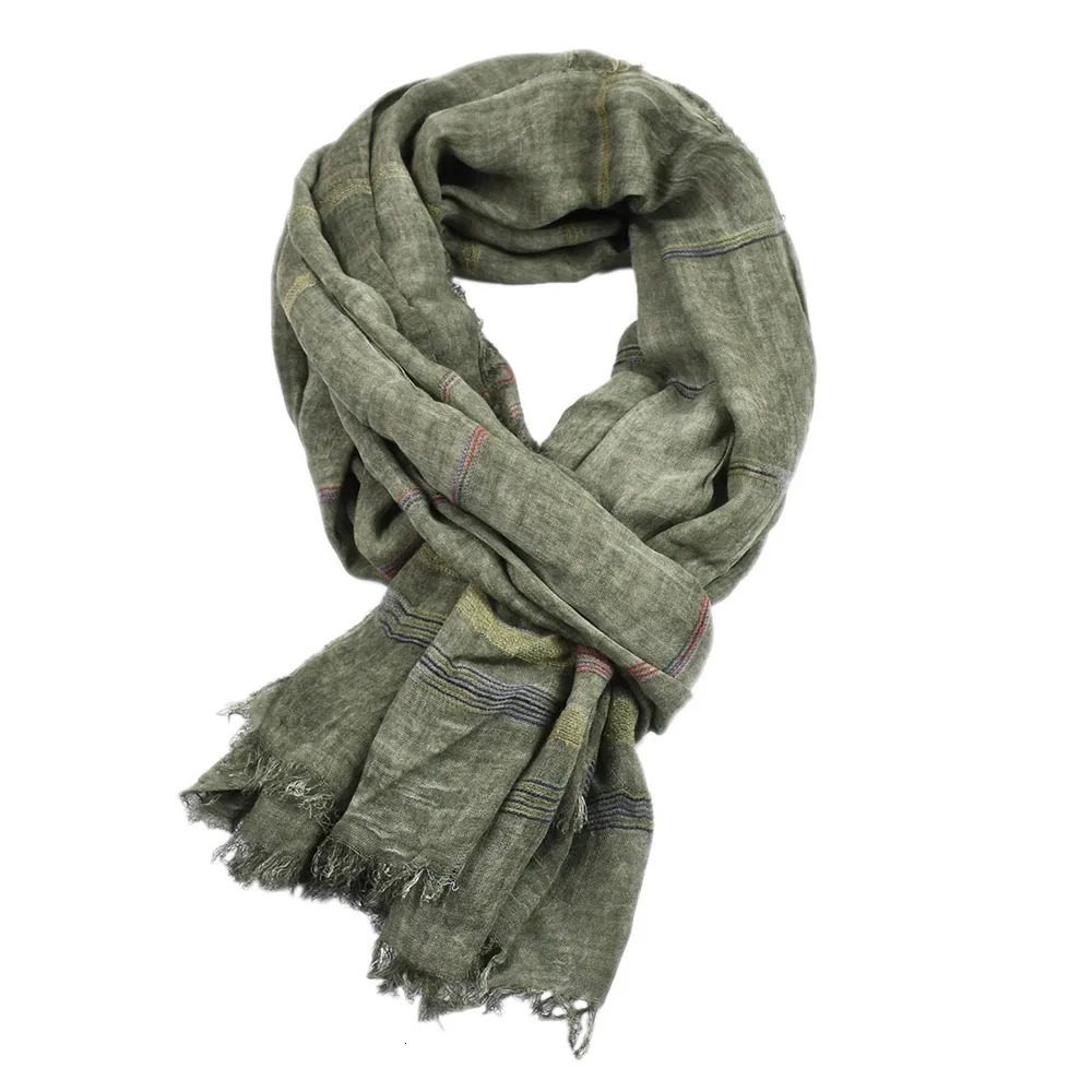 European and American Winter Men Scarf Cotton Linen Yarn-dyed Striped Mens Scarves Tassel Long Shawl Bufanda Male Accessories 250403