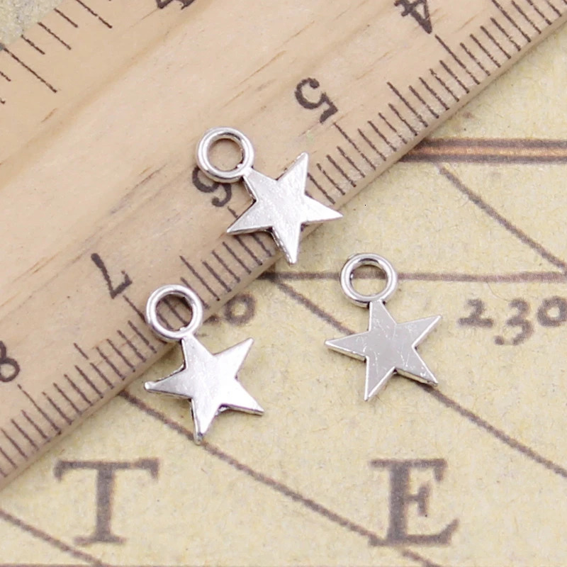 30 Charming Star 11x8mm Xizang Silver Pendant Antique Jewelry Making DIY Handicrafts 250325
