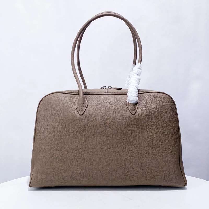 Genuine Leather Boston Bag For Women Designer Handbag Purse 2025 New In Vintage Cowhide Large Capacity Underarm Shoulder