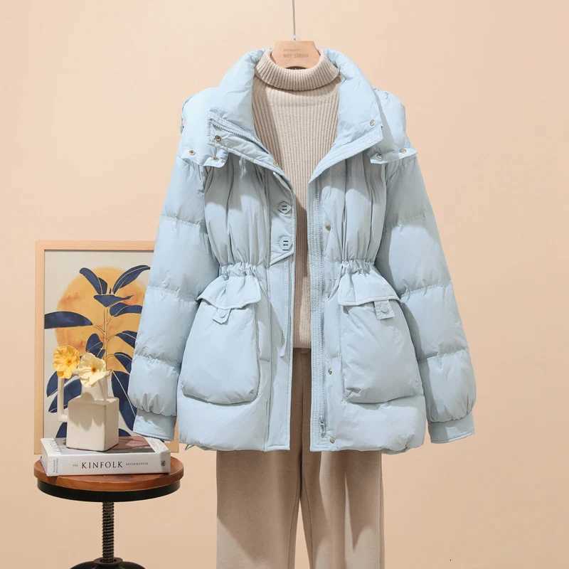 Schinteon Women White Duck Down Jacket Autumn Winter Warm Thick Casual Outwear Drawstring with Hood Korean Style Coat 2025 NewT251105