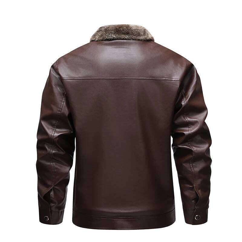 Men Winter Fleece Lined Biker Jackets Fashion Motorcycle Jacket Faux Leather Coat Outwear Casual Streetwear