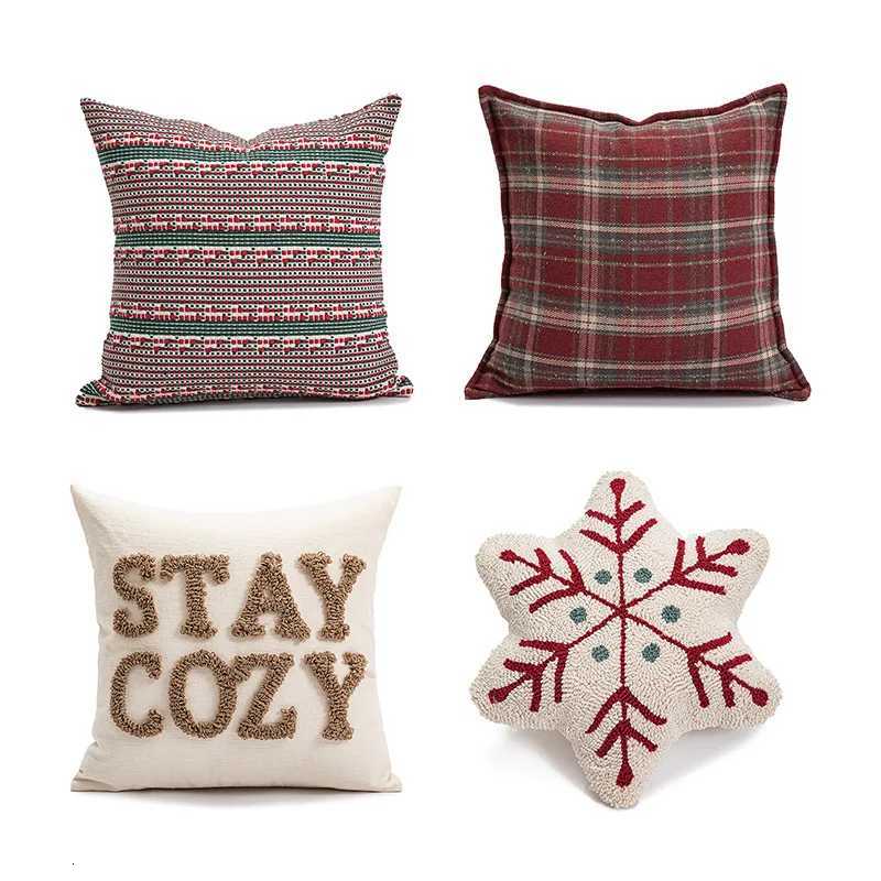 Christmas New Year Ins Style Plaid Pillowcase Festive Sofa Cushion Case Holiday Decorative Pillow Cover Living Room Decor Y251105