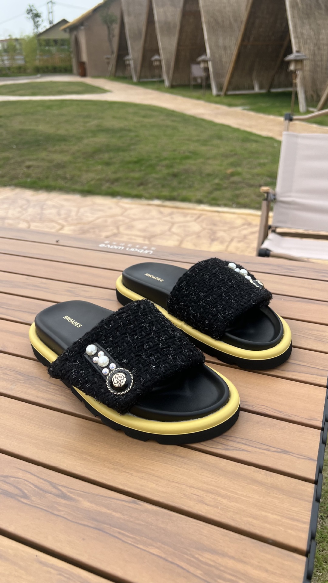 Luodisi 2025 New Style Small Fragrance Style Camellia Slippers Platform Thick-Soled Lightweight Shoes Slip-On Sandals Summer Women's Sandals